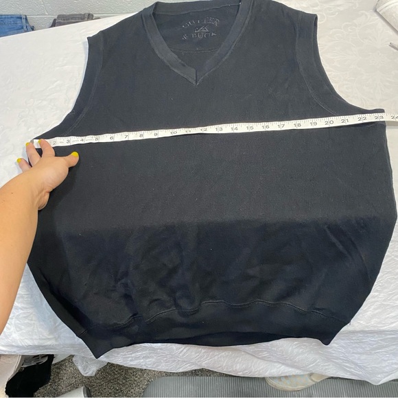 Cutter & Buck Men’s Vest 100% Cotton Black V Neck Golf Sweater Vest Solid Black - Picture 8 of 9